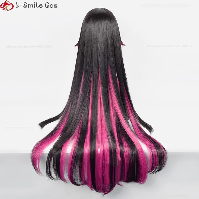 Game Fatui Cosplay Columbina Wig 105cm Long Gradient Heat Resistant Synthetic Hair Anime Party Wigs + Wig Cap