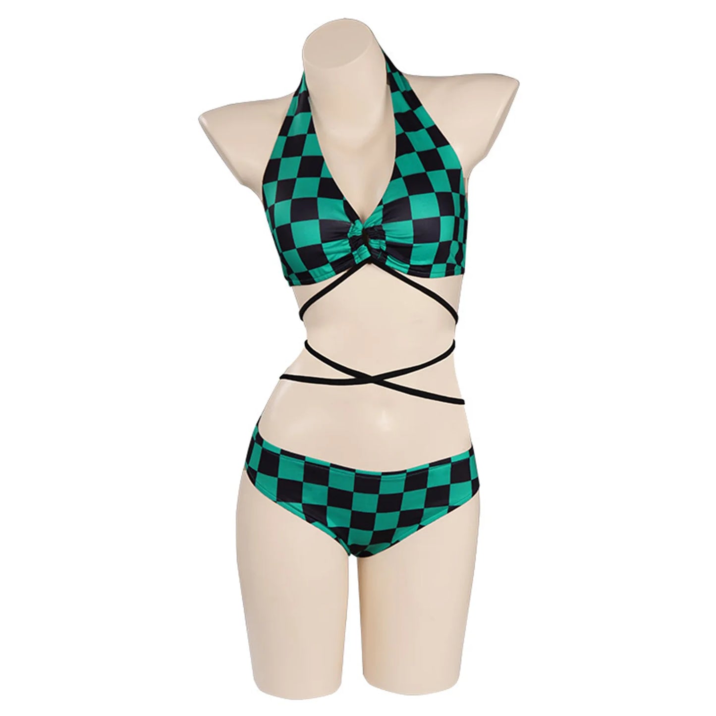 Anime Demon Slayer Kamado Nezuko Cosplay Swimsuit Bikini Cover Up Beach Bathing Two-Piece Swimwear Halloween Carnival Suit gifts