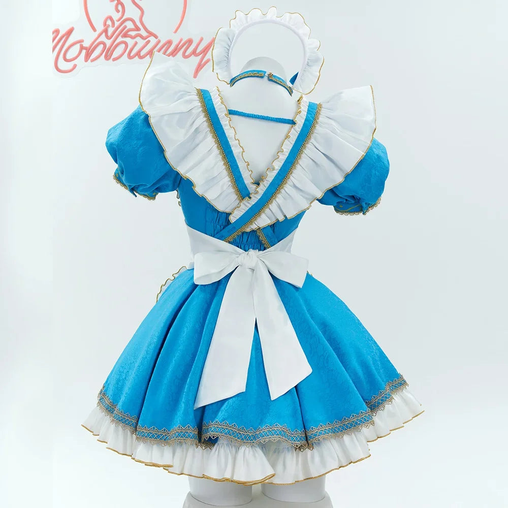 MOBBUNNY Link Princess Derivative Women Lingerie Maid Costume Dress with Apron Sleeves Cosplay Costume