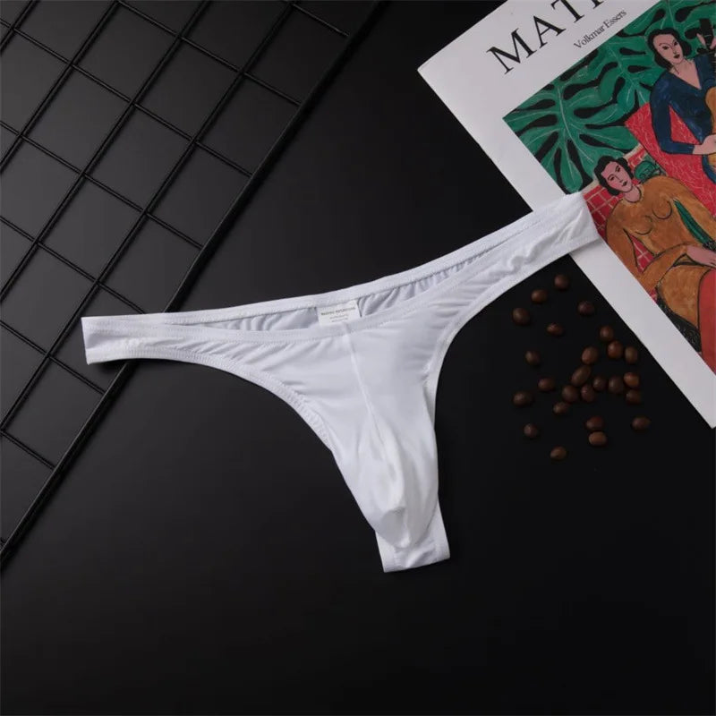 New Hot Mens G Strings Thongs Men Silky Penis Mix-Colors Bikini Pouch Panties Men Underwear Sexy Briefs T-back Ultra-thin Solid