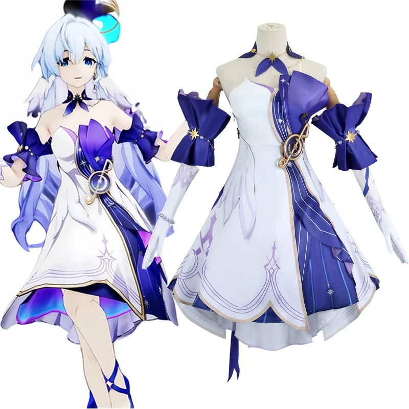 Robin Cosplay Game Honkai Star Rail Robin Cosplay Costume Anime 3D Print Dresses Wig  Role Play Uniform Full Set for Women Girls