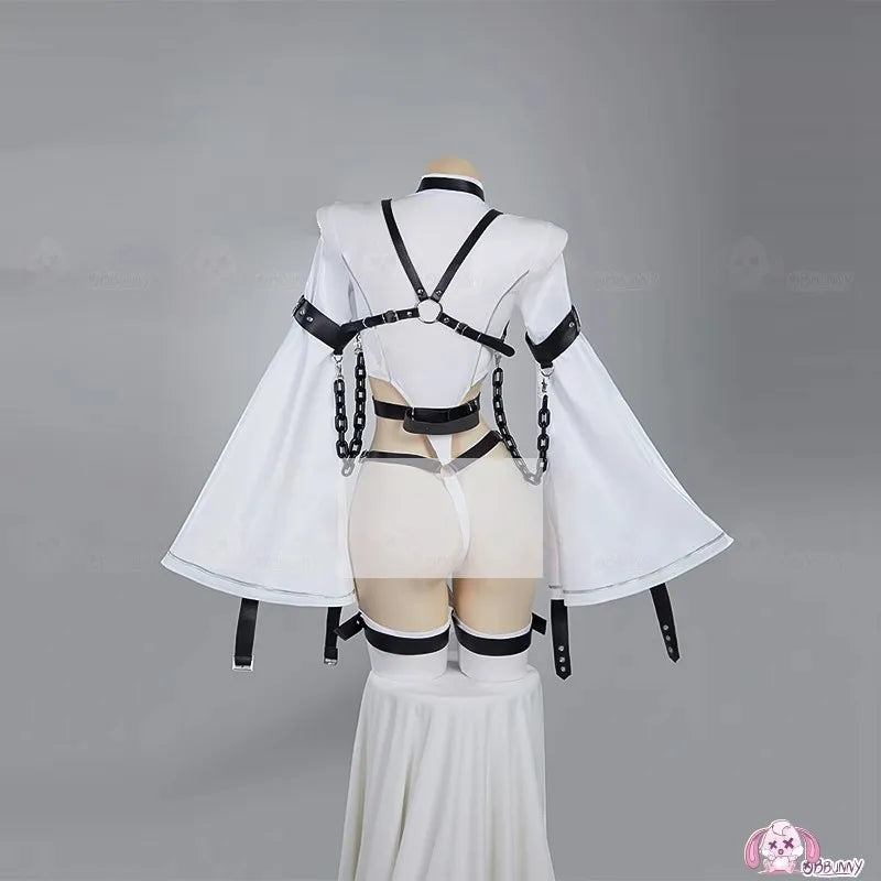 Battle Uniform Cosplay Costume PU Leather Big Sleeves Slim-Fit Jumpsuits Bunny Girl Outfit Halloween Role Play Wig Accessories