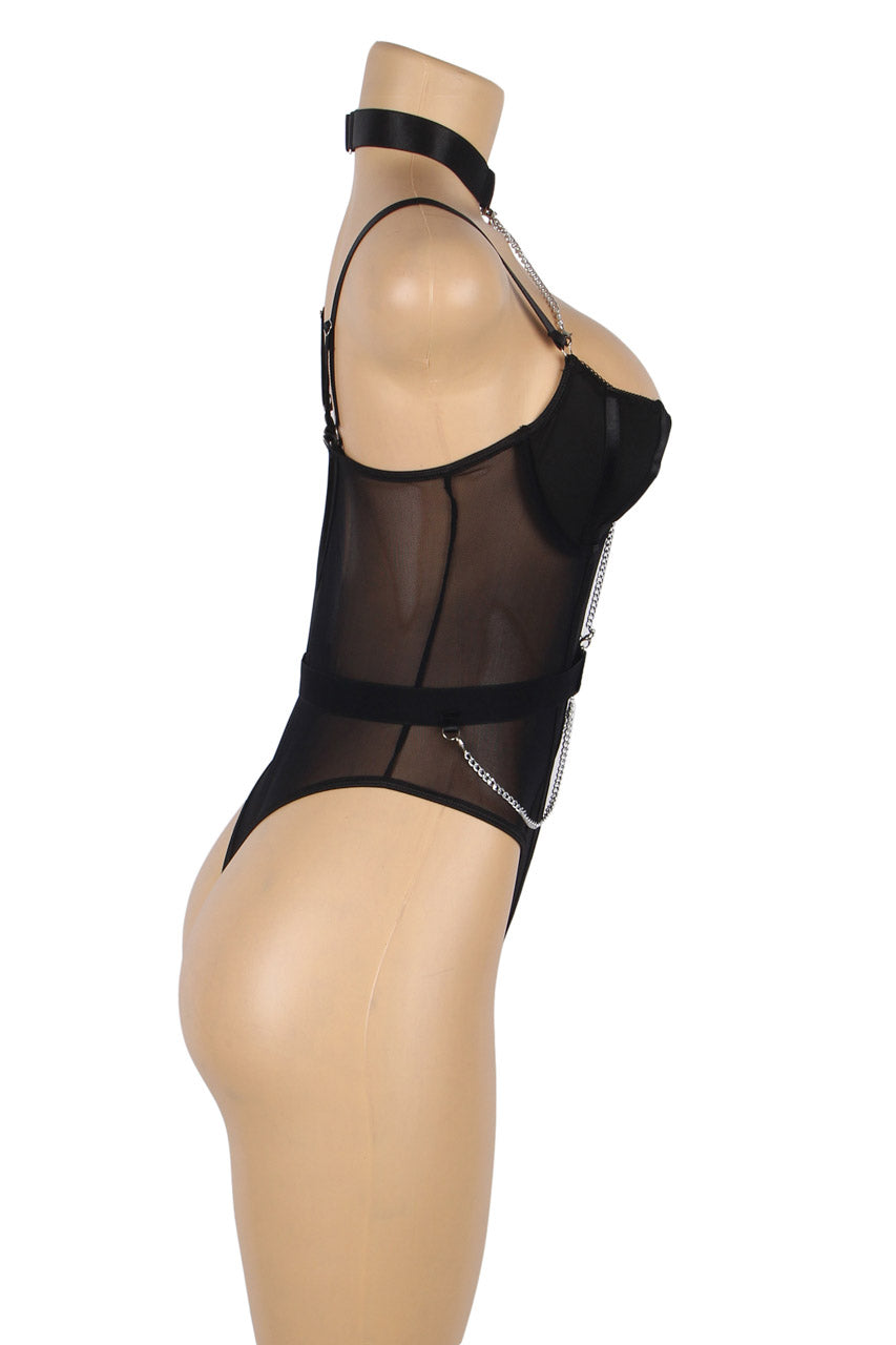 Black Harness Teddy with Chains