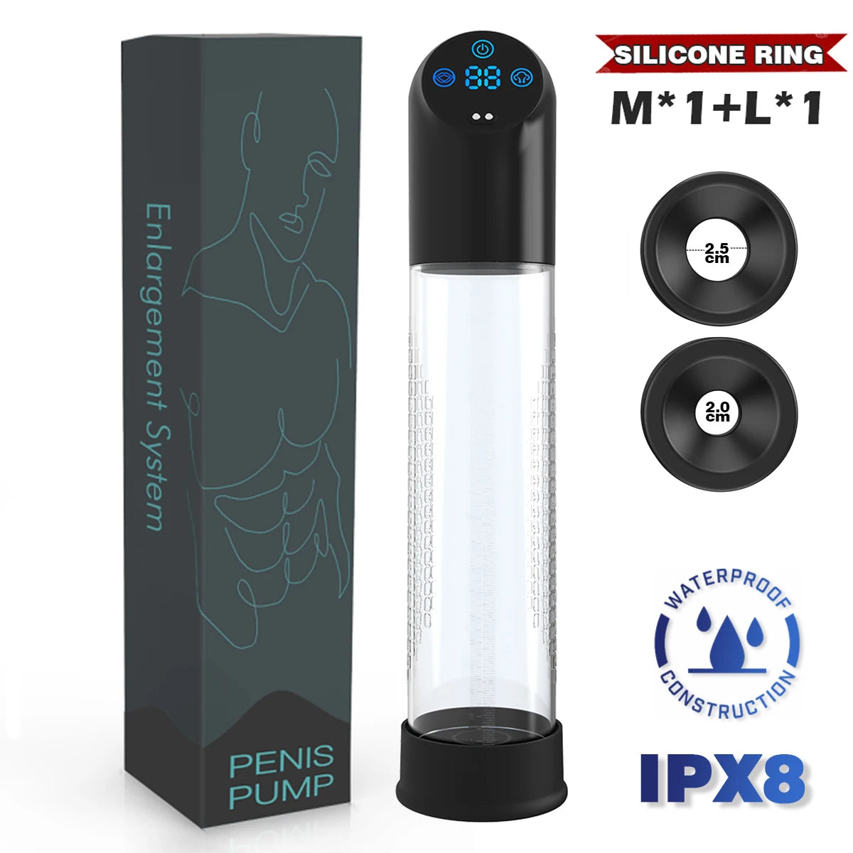 HESEKS IPX78 Penis Pump for Enlargement Electric Vacuum Pump with 7 Suction Levels Waterproof Sex Toy Masturbators for Men