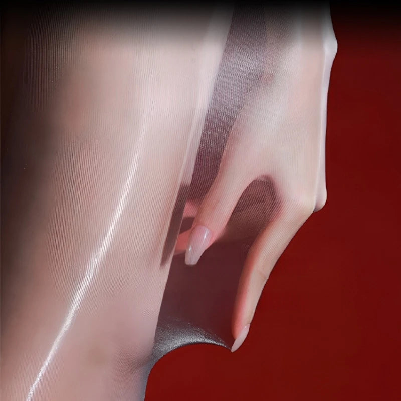 ASHBURN™ Contrast Color Oil-Shine Tights – Ultra Thin, Silky Smooth, One-Line Open Crotch Design.