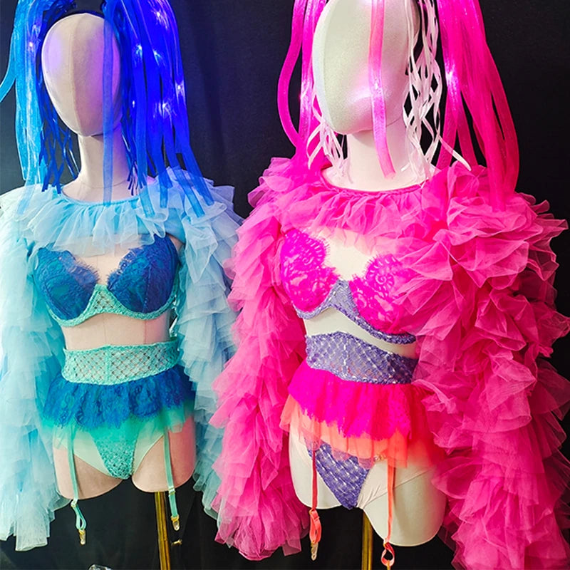 Adult Nightclub Gogo Dancer Stage Clothes Sexy Bikini Rave Outfit Pole Dance Clothing Drag Queen Costume DJ DS Clubwear VDB5031