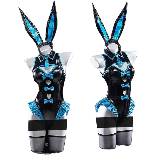 Anime Bunny Girl Cosplay Costumes Women Sexy See Through Bodysuit Socks Suit Cute Rabbit Ears Uniform Halloween Carnival Clothes