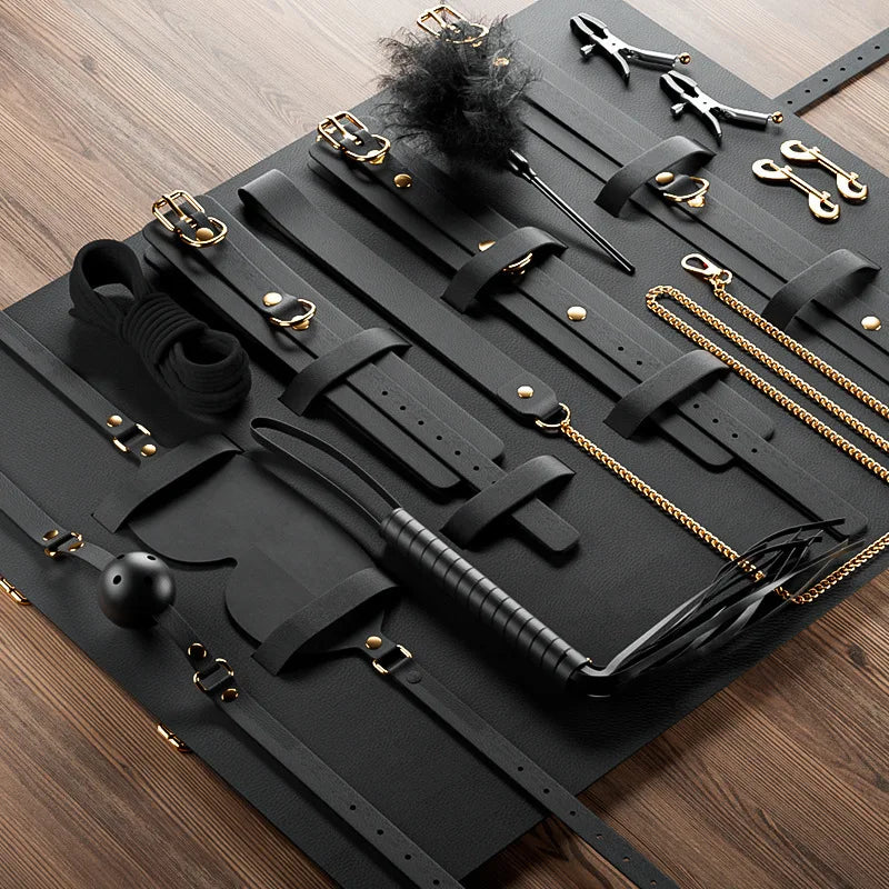 BDSM Kit Sex Set Handcuffs for Adult Sm Goods Gag Collar Bondage Rope Harness Maine Fittings for Couples Masochism Sexual Toys