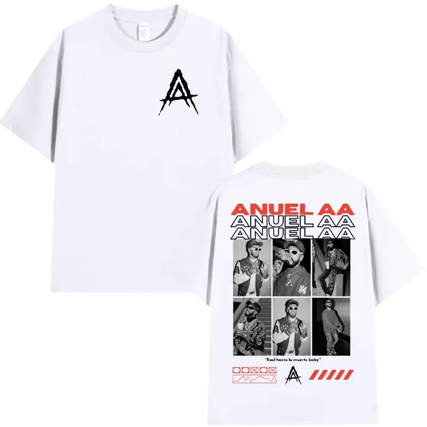 Rapper Anuel AA Tour 2025 Graphic T Shirt Men Women Hip Hop Retro Short Sleeve T-Shirt 100% Cotton Oversized T Shirts Streetwear