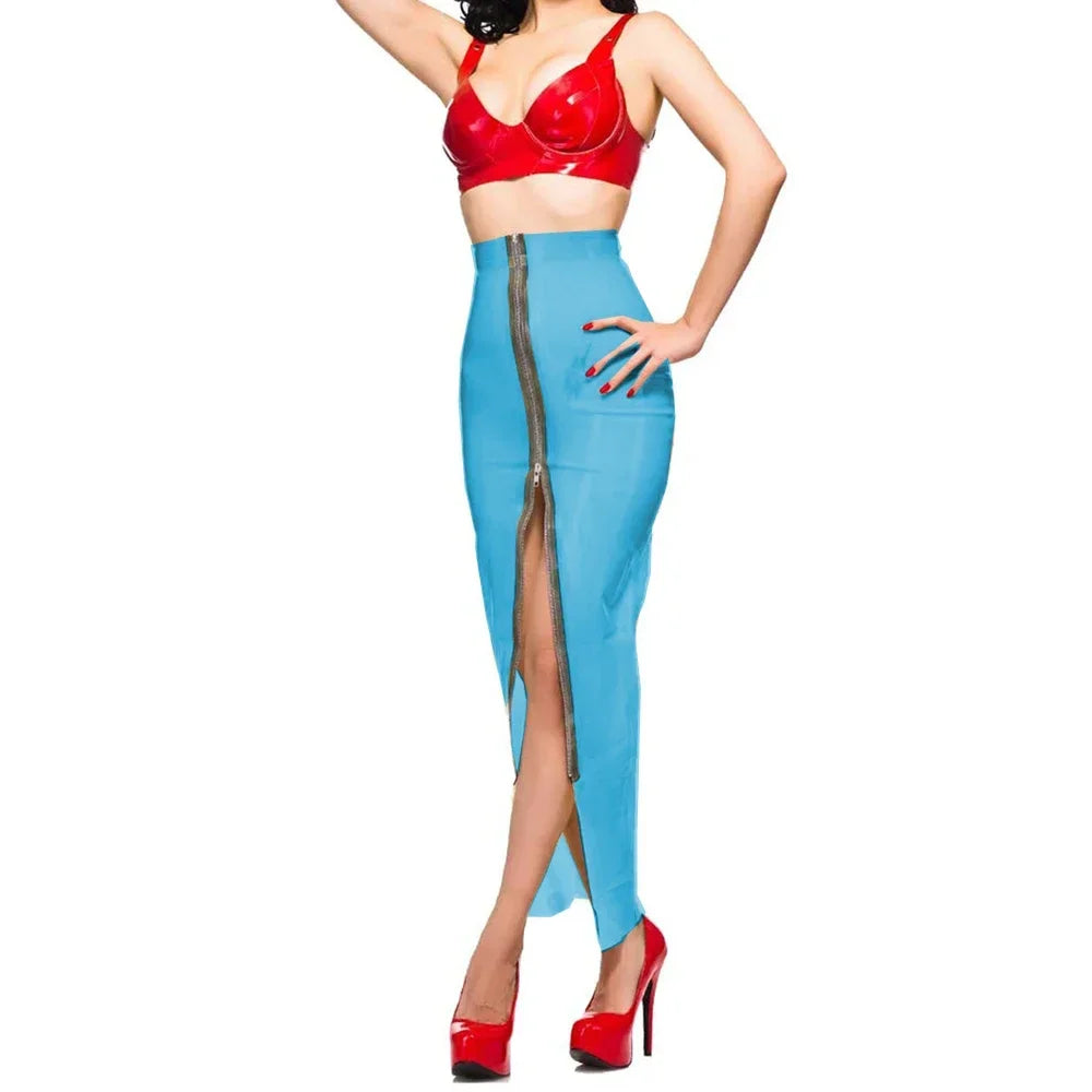 Plus Size Wrap Skirts High Waist Sexy Plastic Midi Skirts Transparent PVC Sissy Plastic Hip Wrap Skirts Women Bodycon Skirt 8XL