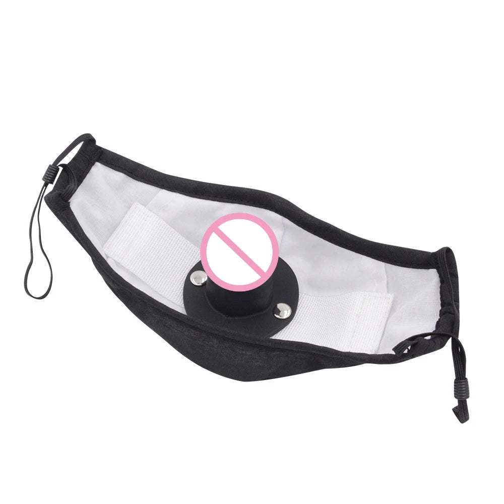 Face Mask with Detachable Dildo Gag Strap On Face Dildo Mouth Penis Deep Throat Adjustable BDSM Adult Sex Toy For Women Couples