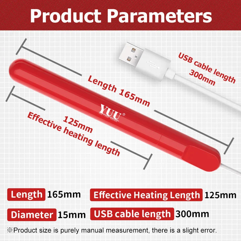 YUU Smart Thermostat USB Heating Rod for Male Masturbator Cup Erotic Sex Toys for Men Heated Bar Stick Anal Vagina Warmer 12.5CM