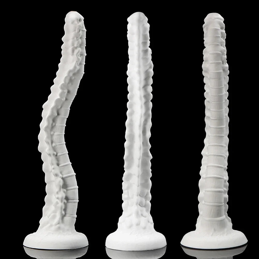 ASHBURNS S-XL Long with Strong Suction Cup Spine Long bone white and Crimson red