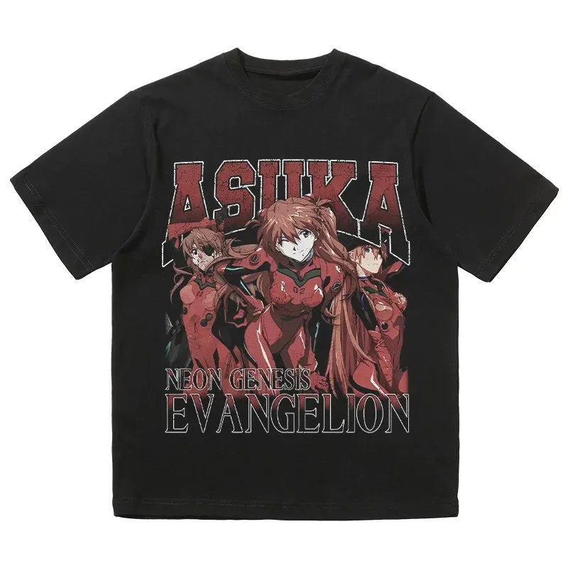 2024 Popular American T-shirt Vintage Anime Print Short Sleeve Loose Cotton Men and Women Comfortable Breathable High Quality