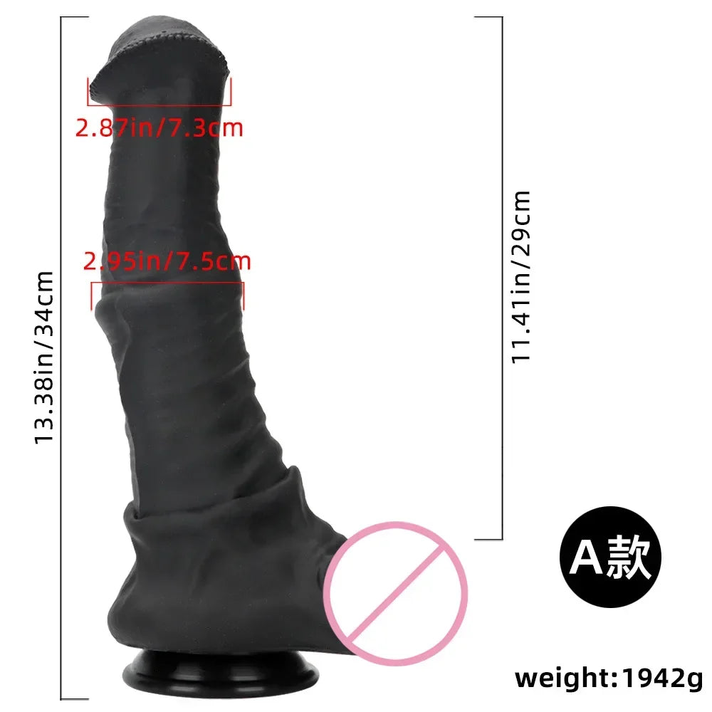 Black Horse Super Large Vestibular Anal Masturbation Device Simulated Penile Silicone Soft Sex Toy