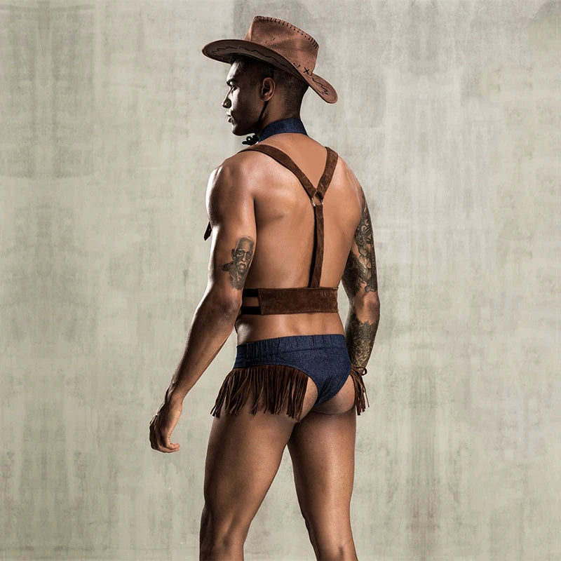 Man Sexy Erotic Naval Sailor Suit Cowboy Priest Costume Clubwear Steel Dance Mankini Cosplay Carnival Fancy Party Dress