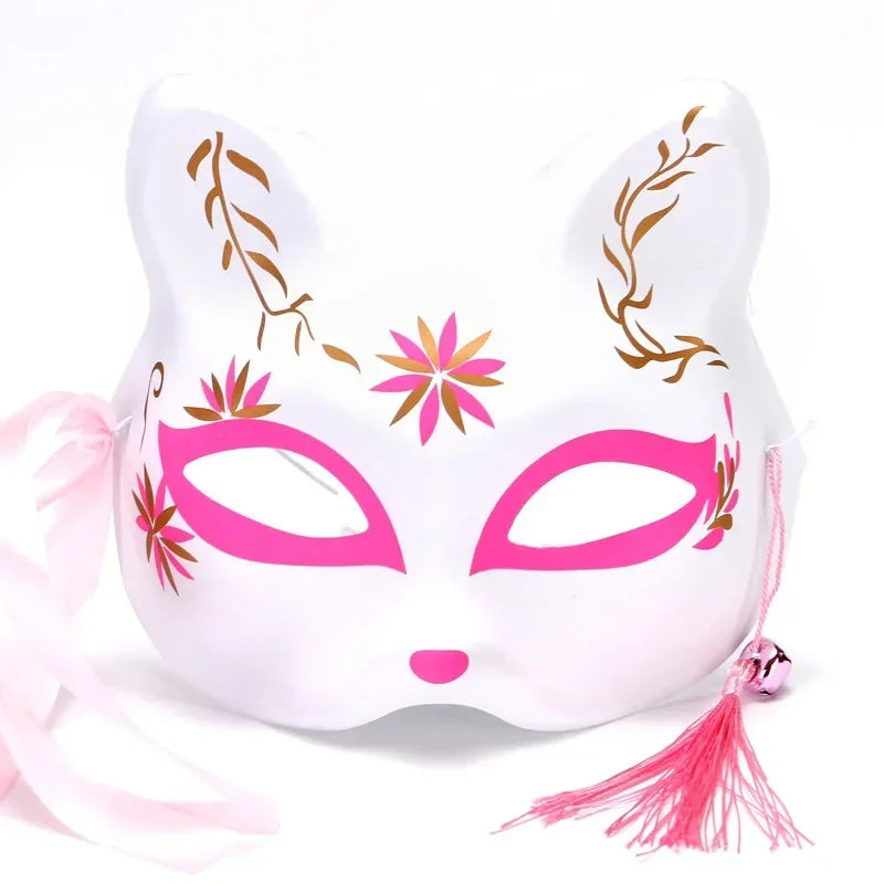 Fox Mask Japanese Cosplay Mask Half Face PVC Kabuki Kitsune Masks Masquerade Anime Cosplay Cat Mask Rave Festivals Party Props