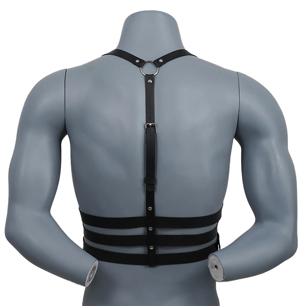 Men Harness BDSM Gay Pu Leather Harness Belt Adjustable Studded Decor Clothing Fetish Clothing Erotic Costume Bondage lingerie