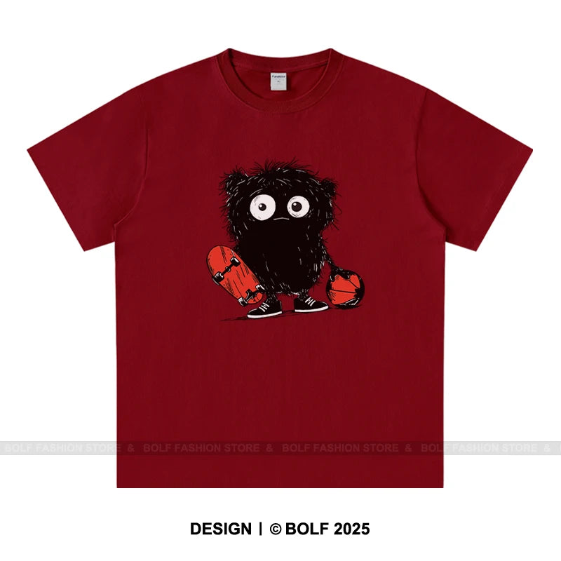 Anime Sketch Printed Men's T-Shirt 100% Cotton Oversized Kawaii Graphic Tees for Men Cute Japanese Streetwear
