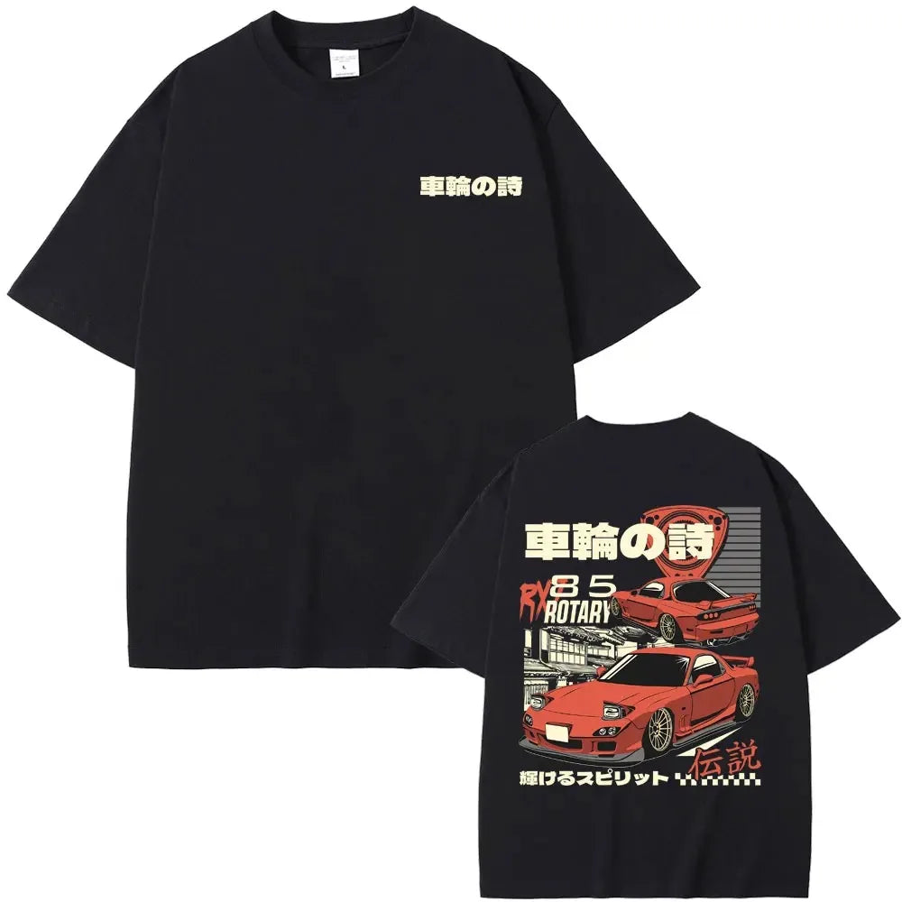 2024 Anime Initial D Drift AE86 Print Tshirt RX-7 R34 Skyline GTR JDM Men's Vintage Harajuku Oversized T Shirts