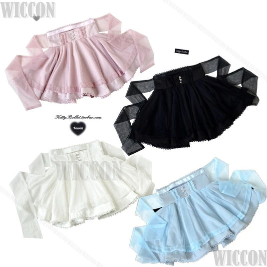 Jirai Kei Gauzy Skirt Cosplay Costume Kawaii 360-degree Hemline Skirt Sweet Cute Dress Girl Women Christmas Holloween Customized