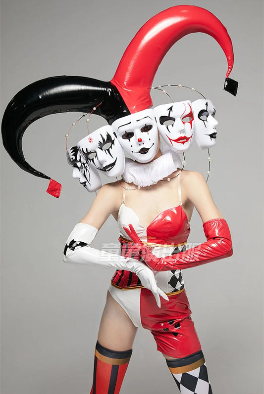 Ashburn Nightclub bar sexy women gogo dance outfit Sexy Customized Make Black Red CLOWN Big horns clown costume