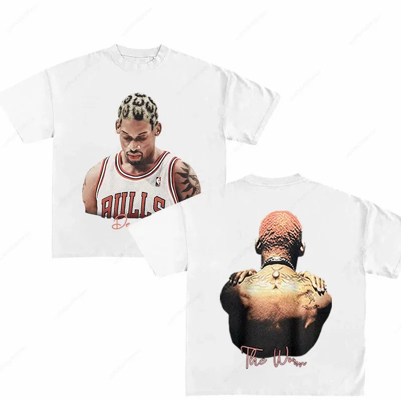 High Quality Cotton Men T-Shirts Fashion Rodman Print Top O-Neck Short Sleeve Women Tee Hip Hop Streetwear Man Oversized T Shirt