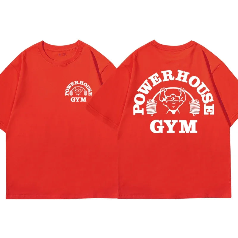 Hot Sale Powerhouse Gym Print T Shirt Men Women Casual Fashion Oversized T-shirt High Quality Pure Cotton Short Sleeve T-shirts