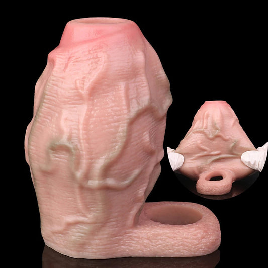 ASHBURN Large Silicone Realistic Hollow Dildo Thick Open-ended Penis Sleeve STRAPON WITH DOUBLE VIBRATOR FOR FEMALE