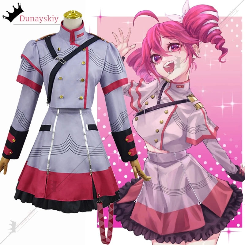 Anime Kasane Teto Cosplay Costumes Women Cute Red Ponytail Wig High Heat Resistant Hair Teto Role-playing Wig Long Curly Hair