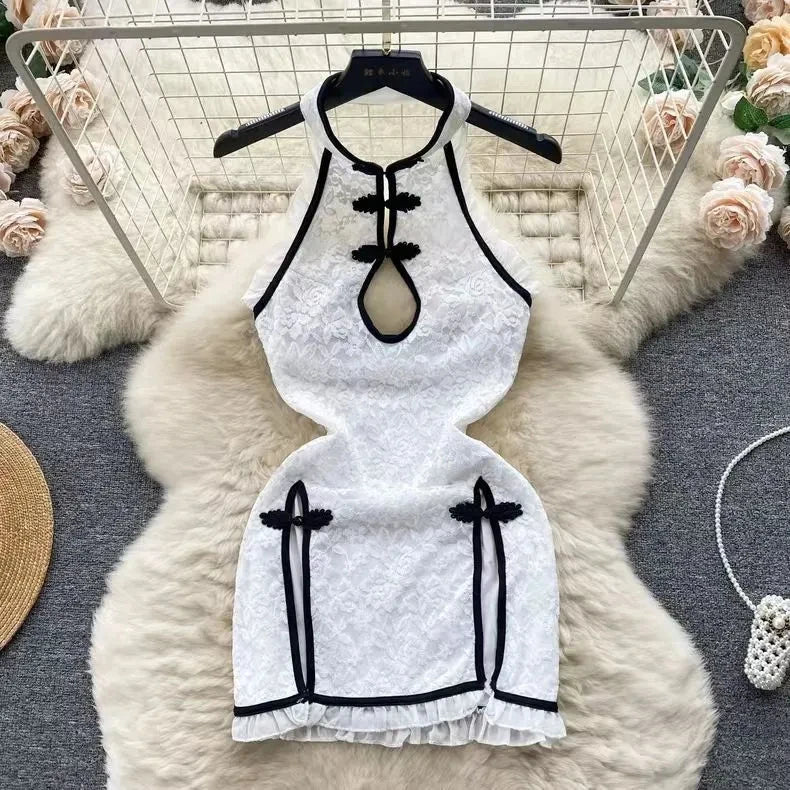 Toucheart Preppy Style Sexy Uniform Sets Women Sexy Uniform Suit Sheer Top+Lace Up Mini Skirt+Thongs Hollow Cosplay Porn Suits