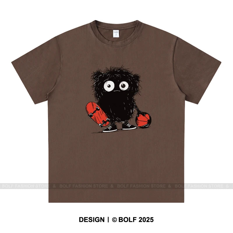 Anime Sketch Printed Men's T-Shirt 100% Cotton Oversized Kawaii Graphic Tees for Men Cute Japanese Streetwear