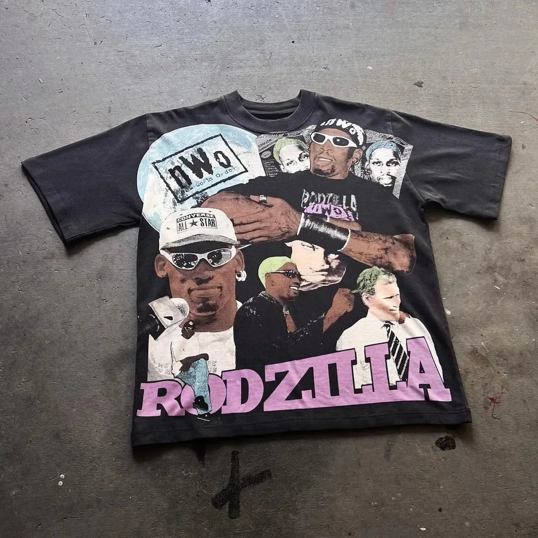 Streetwear T Shirt Y2K Clothes American Hip Hop Graphic Print Oversized TShirt Mens Womens Round Neck Cotton Short Sleeve Tops