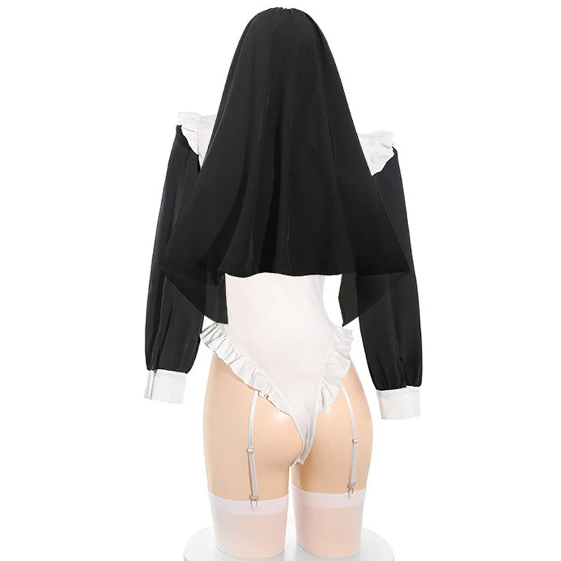 AniLV Anime Game Girl Convent Nun Uniform Women Maid Bodysuit Outfits Cosplay Halloween Costumes