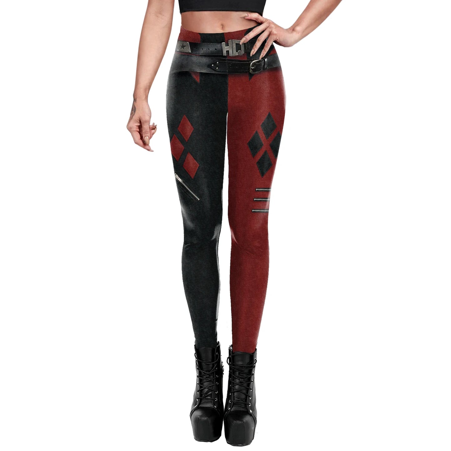 Zawaland Cosplay Costume Clown Women Printing Halloween Dress Up Matching Set Jumpsuits Carnival Party Dress Leggings Bodysuit