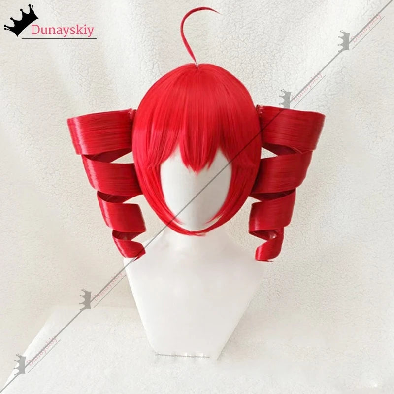 Anime Kasane Teto Cosplay Costumes Women Cute Red Ponytail Wig High Heat Resistant Hair Teto Role-playing Wig Long Curly Hair