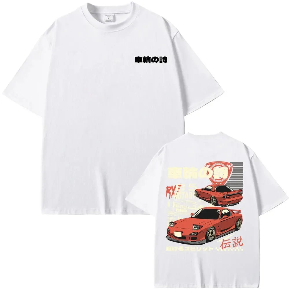 2024 Anime Initial D Drift AE86 Print Tshirt RX-7 R34 Skyline GTR JDM Men's Vintage Harajuku Oversized T Shirts
