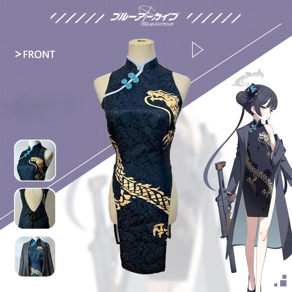 Blue Archive Game Cosplay Kisaki Costume Chinese-style Cheongsam Sexy Qipao Full Set Wig Role Play Outfit Halloween Party Women