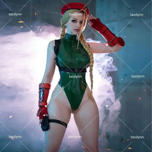 Games Cammy Cosplay Costumes Halloween Sutorito Faita Anime Cosplay Cammy Green Jumpsuit  Cosplay Costumes