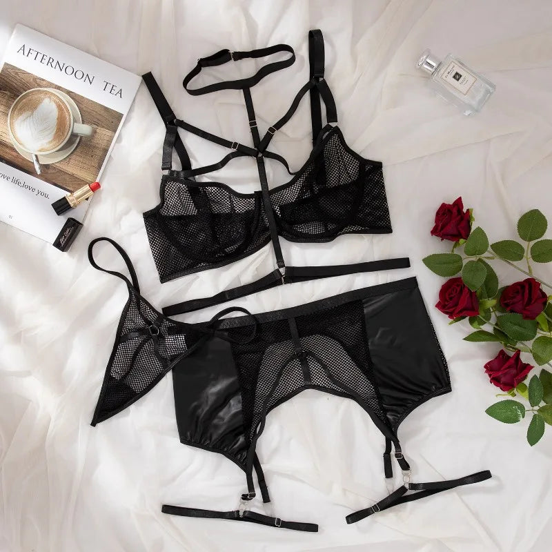 Toucheart Sexy Lingerie For Fine Women Hollow Sensual Transparent Underwear Bra Female Erotic Outfits Sheer See-Through Uniform