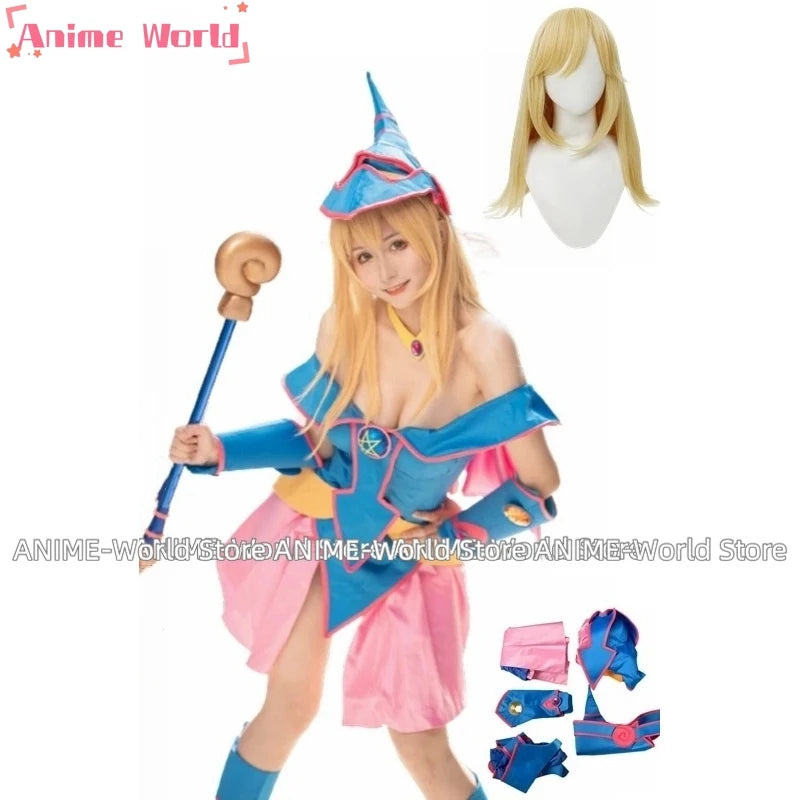 Anime Women's Dark Magician Girl Cosplay Costume with Hat for Woman Halloween Wig Cosplay Costume Outfityxw