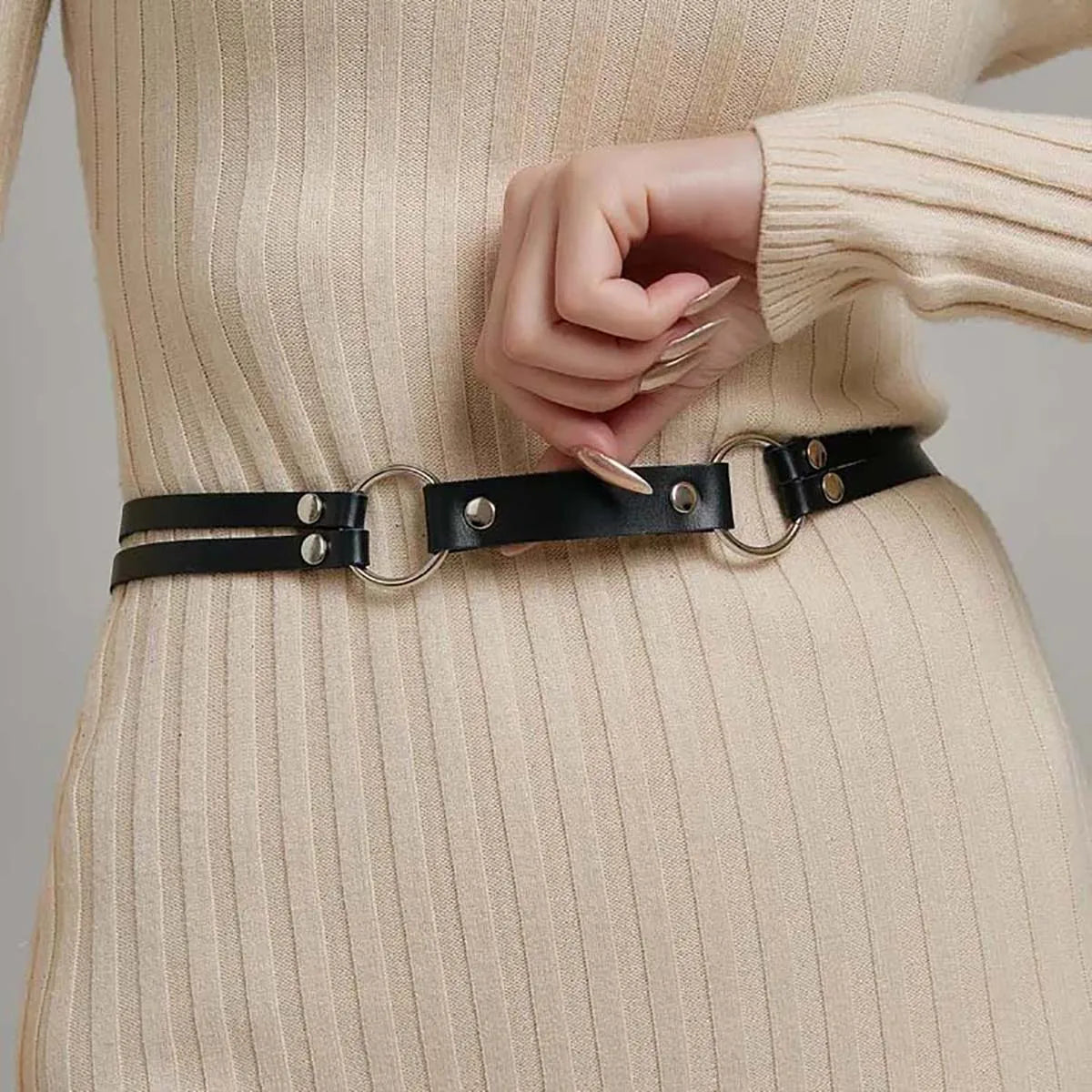 Women Fashion Pu Leather Harness Waist Belt Punk Decorative Waist Belt Straps Harness for Women Gothic Clothing Accessories