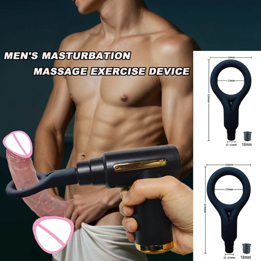 Men's vibrating masturbator electric masturbation ring training and relaxation device fascia gun adult head sex toy