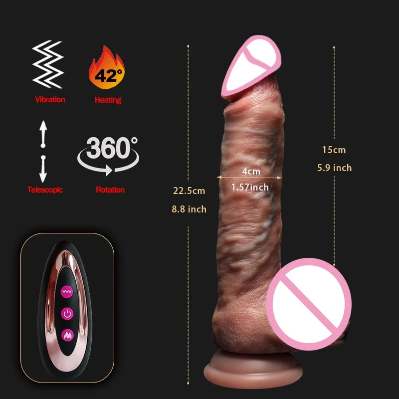 ASHBURN Realistic Dildo WARM Thrusting Vibrator W/Remote Control Sex toys