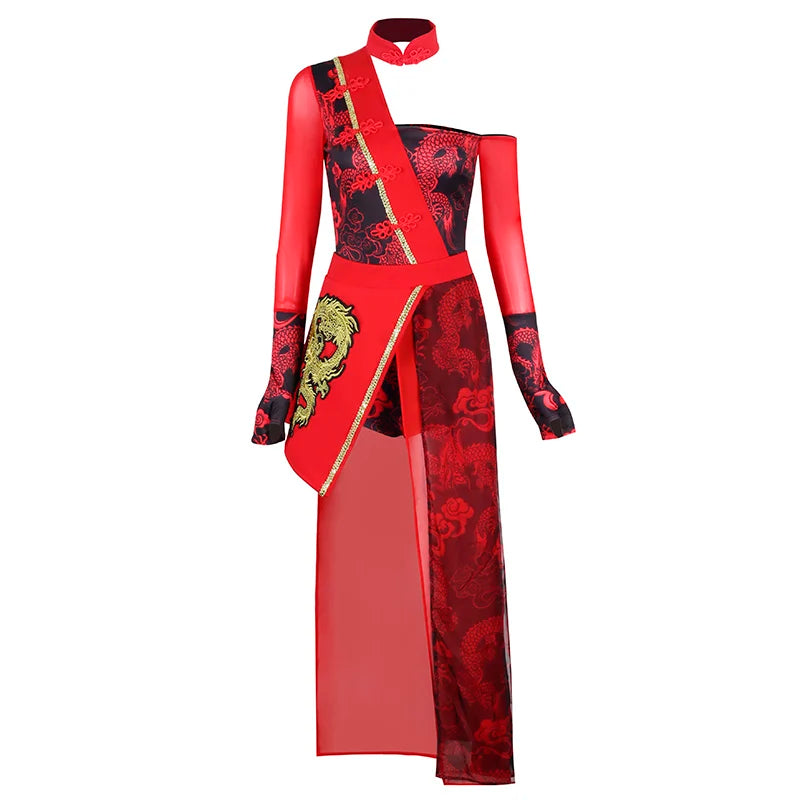 Red Festival Outfits Hip Hop Clothes For Adults Gogo Dance Stage Costumes Chinese Style Women'S Jazz Performance Clothes