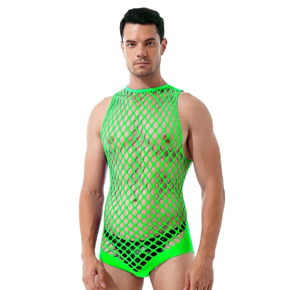 Sexy Lingerie Mens Fishnet Bodystocking Gay Open Crotch Sex Underwear Erotic Dress Bodysuit Exotic Porn Babydolls Outfits