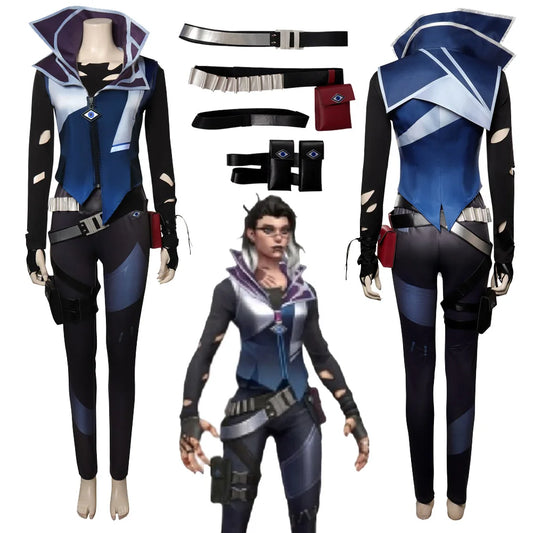 Fade Women Cosplay Costume Game Valorant  Fantasia Halloween Carnival Party Role Disguise Clothes Top Pants Coat Set Outfits