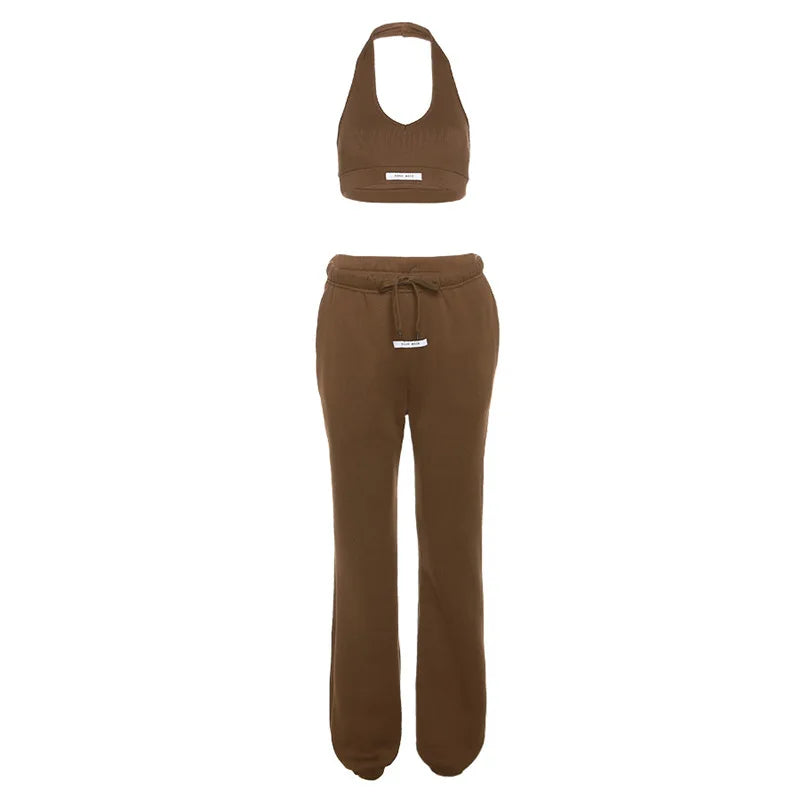 New in Matching Sets 2 Two Pieces Women Pants Sets Crop Tops Pink Tracksuit Sweatpants Activewear Workout Short Sets Outfits