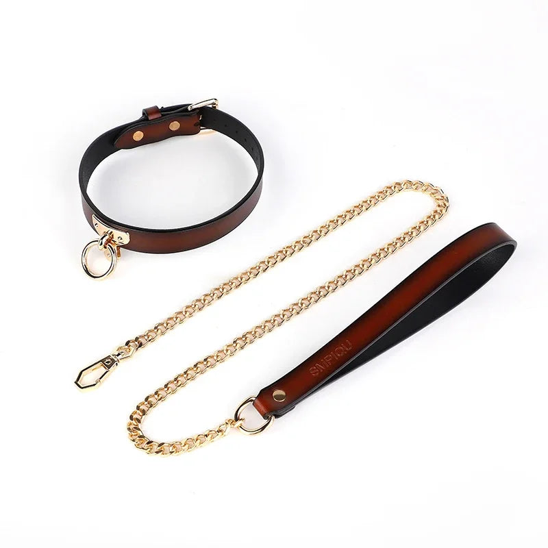1Pcs Bondage Genuine leather Collar Slave Bed Neck Restraint with Leash BDSM Erotic Sex Toys For Women Couples Adult Games