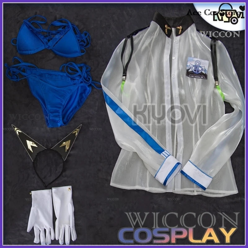 Helm Aquamarine Cosplay Costume NIKKE: The Goddess of Victory Helm Sexy Bikini Women Uniform Halloween RolePlay Party Outfit